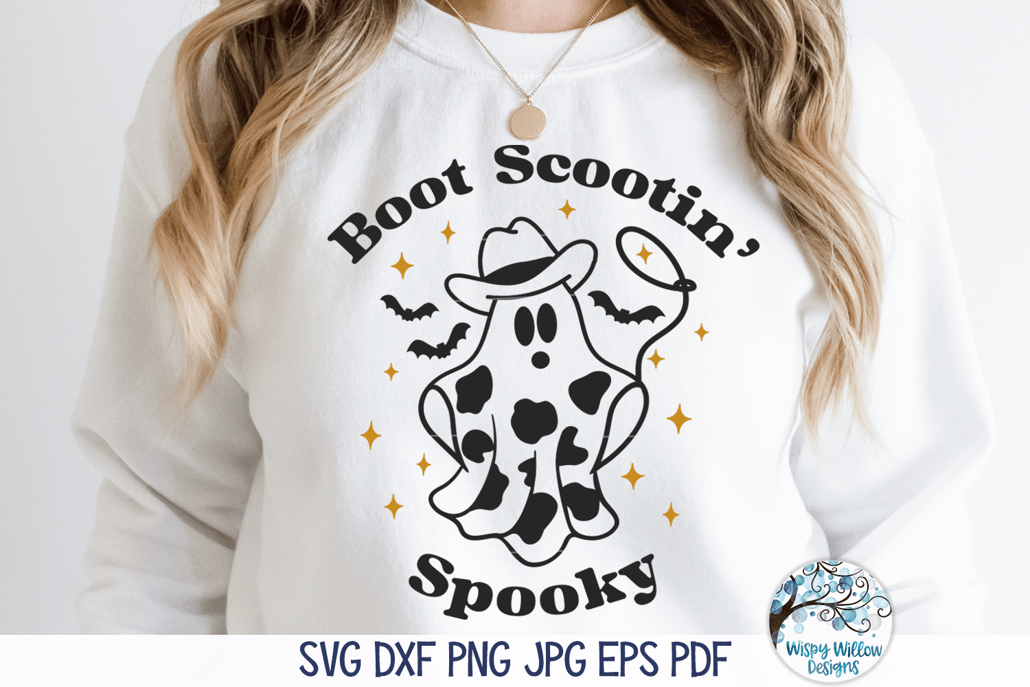 Boot Scootin Spooky Ghost SVG | Funny Cowboy Halloween Wispy Willow Designs Company