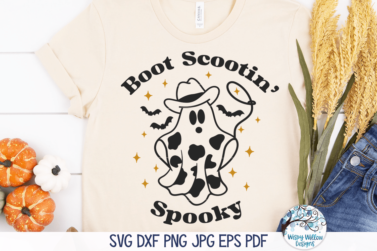 Boot Scootin Spooky Ghost SVG | Funny Cowboy Halloween Wispy Willow Designs Company