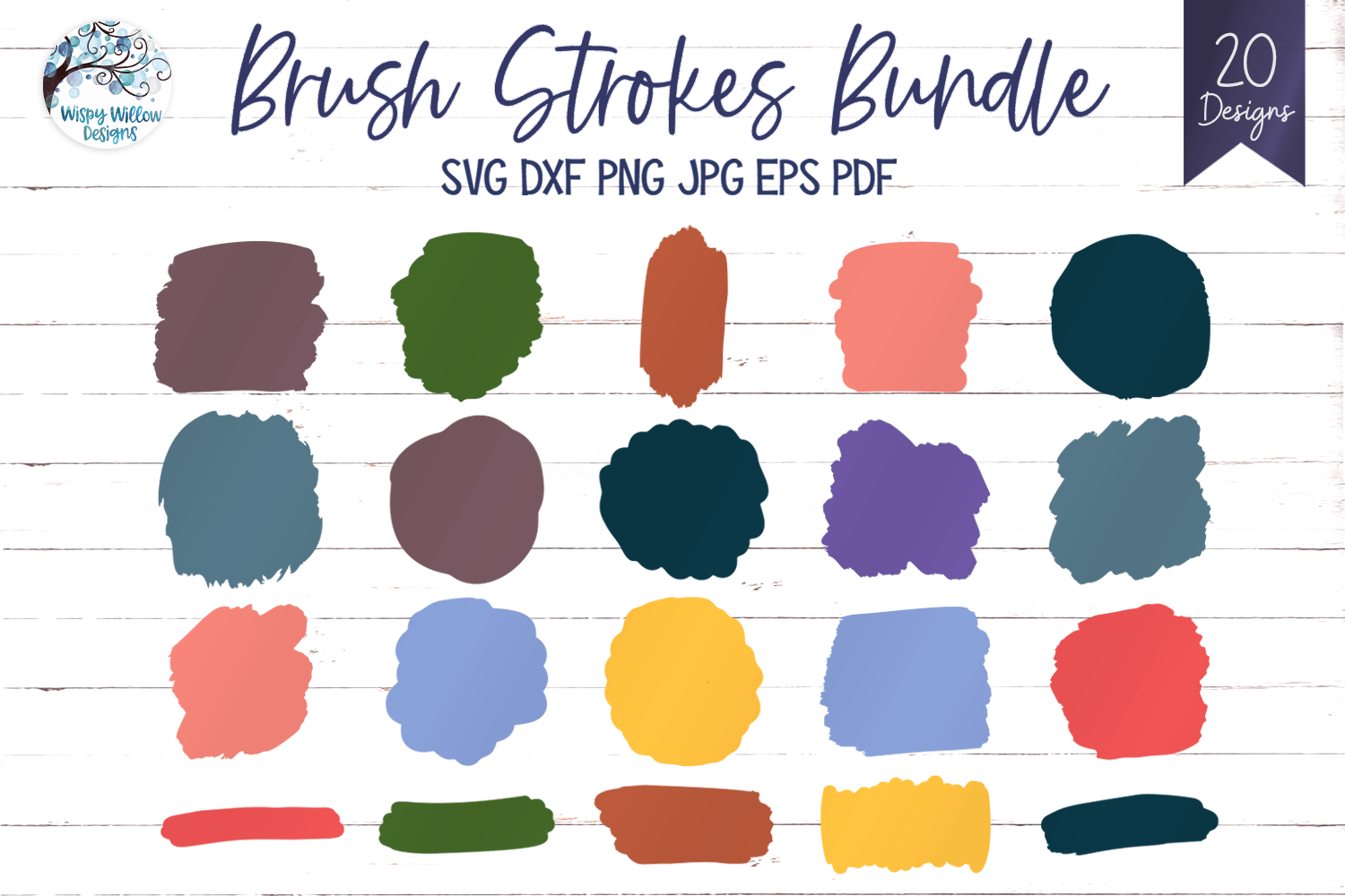 Brush Stroke SVG Bundle Wispy Willow Designs Company