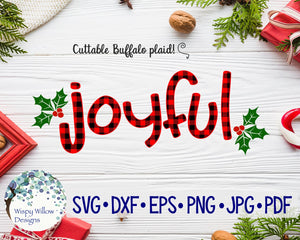 Buffalo Plaid Joyful SVG Wispy Willow Designs Company