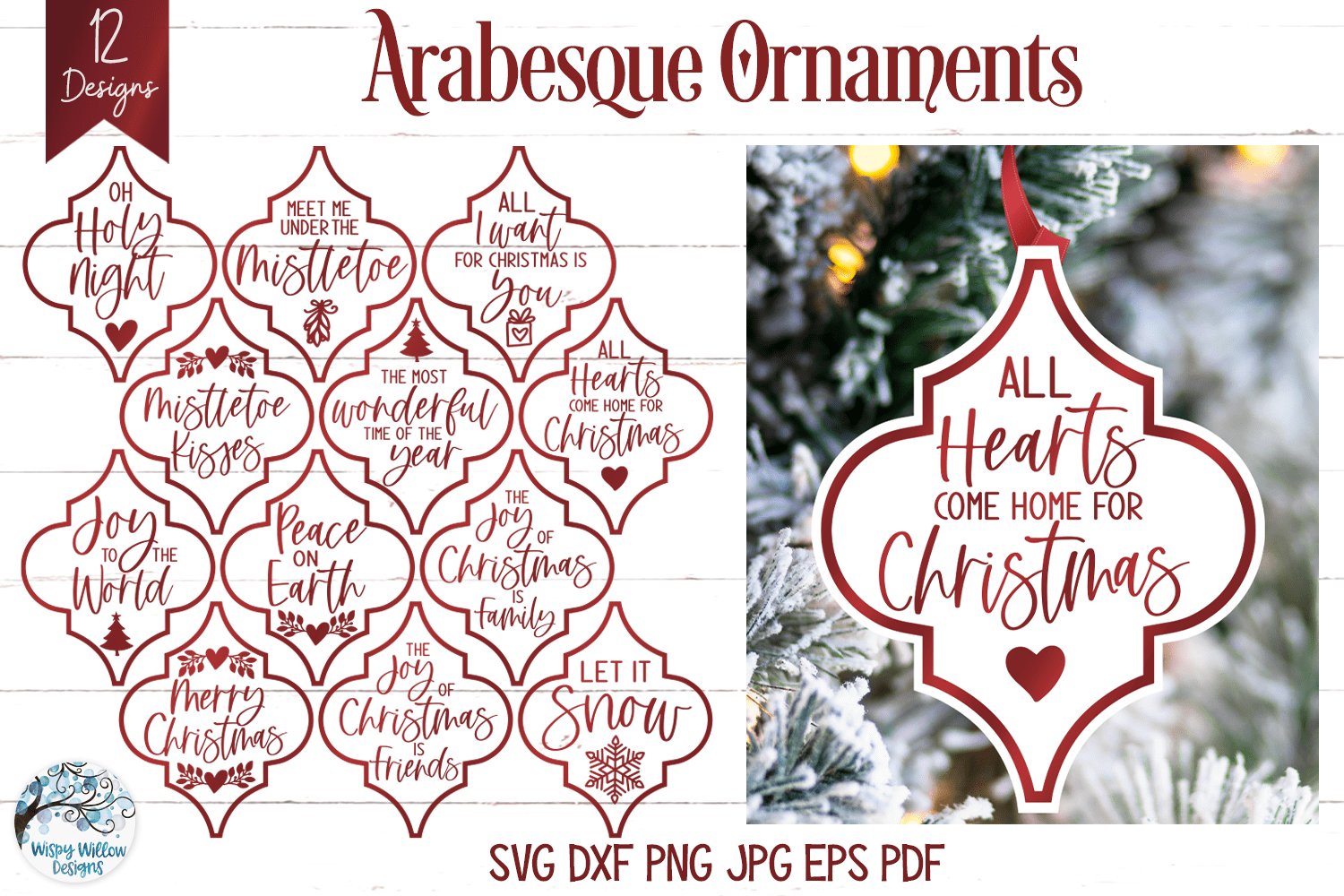 Christmas Arabesque Ornament SVG Bundle Wispy Willow Designs Company