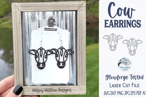 Cow Earring File for Glowforge or Laser Wispy Willow Designs Company