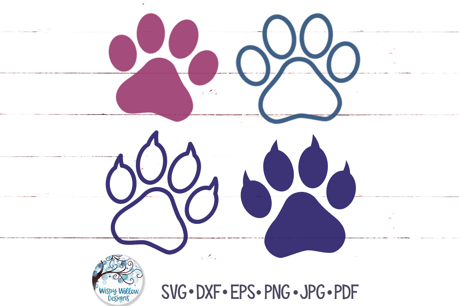 Dog Paw Prints SVG Wispy Willow Designs Company