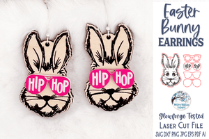 Easter Bunny with Glasses Earring SVG for Glowforge or Laser Wispy Willow Designs Company