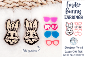 Easter Bunny with Glasses Earring SVG for Glowforge or Laser Wispy Willow Designs Company