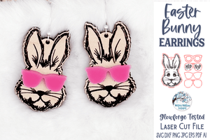 Easter Bunny with Glasses Earring SVG for Glowforge or Laser Wispy Willow Designs Company