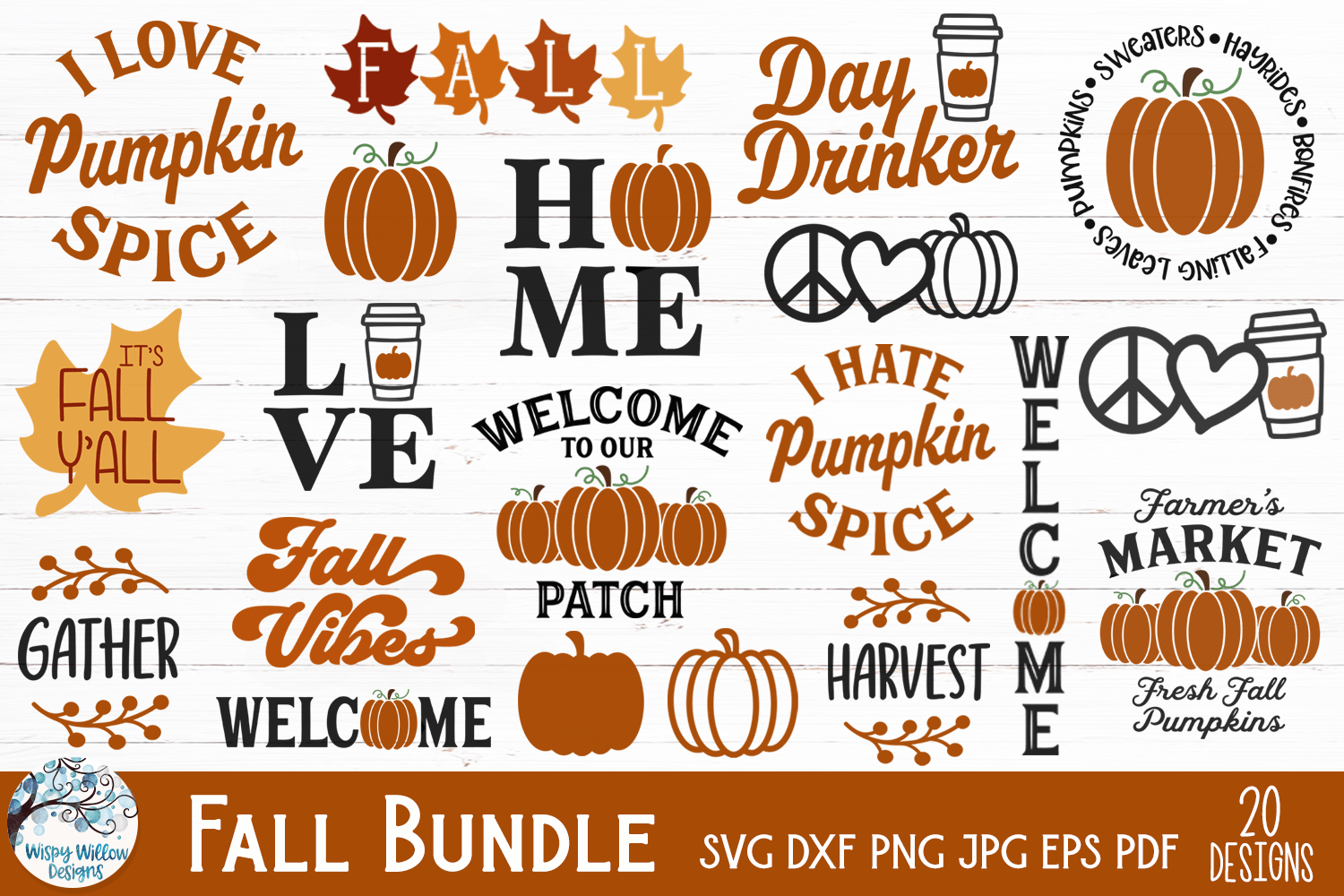 Fall SVG Bundle Wispy Willow Designs Company