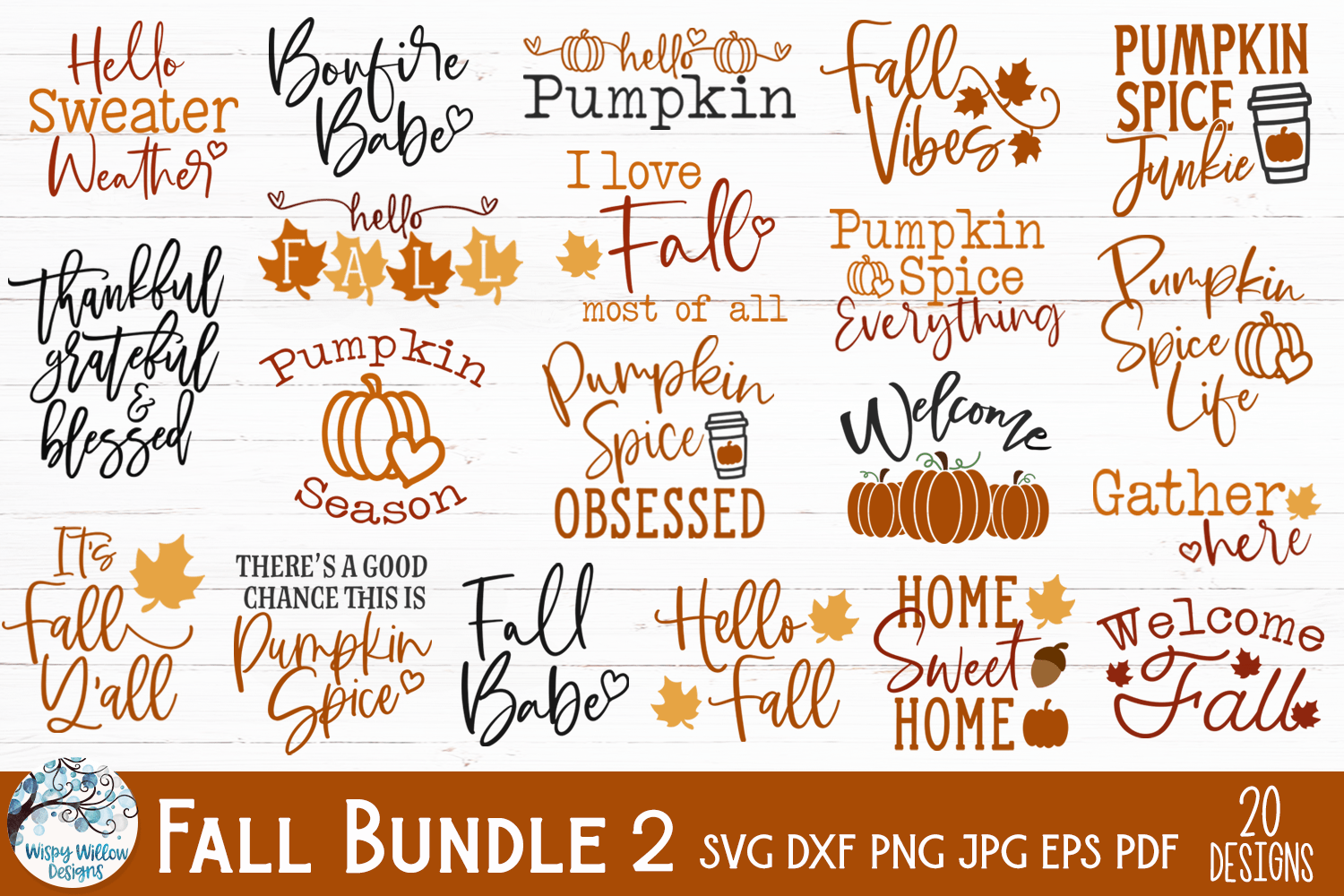 Fall SVG Bundle Wispy Willow Designs Company