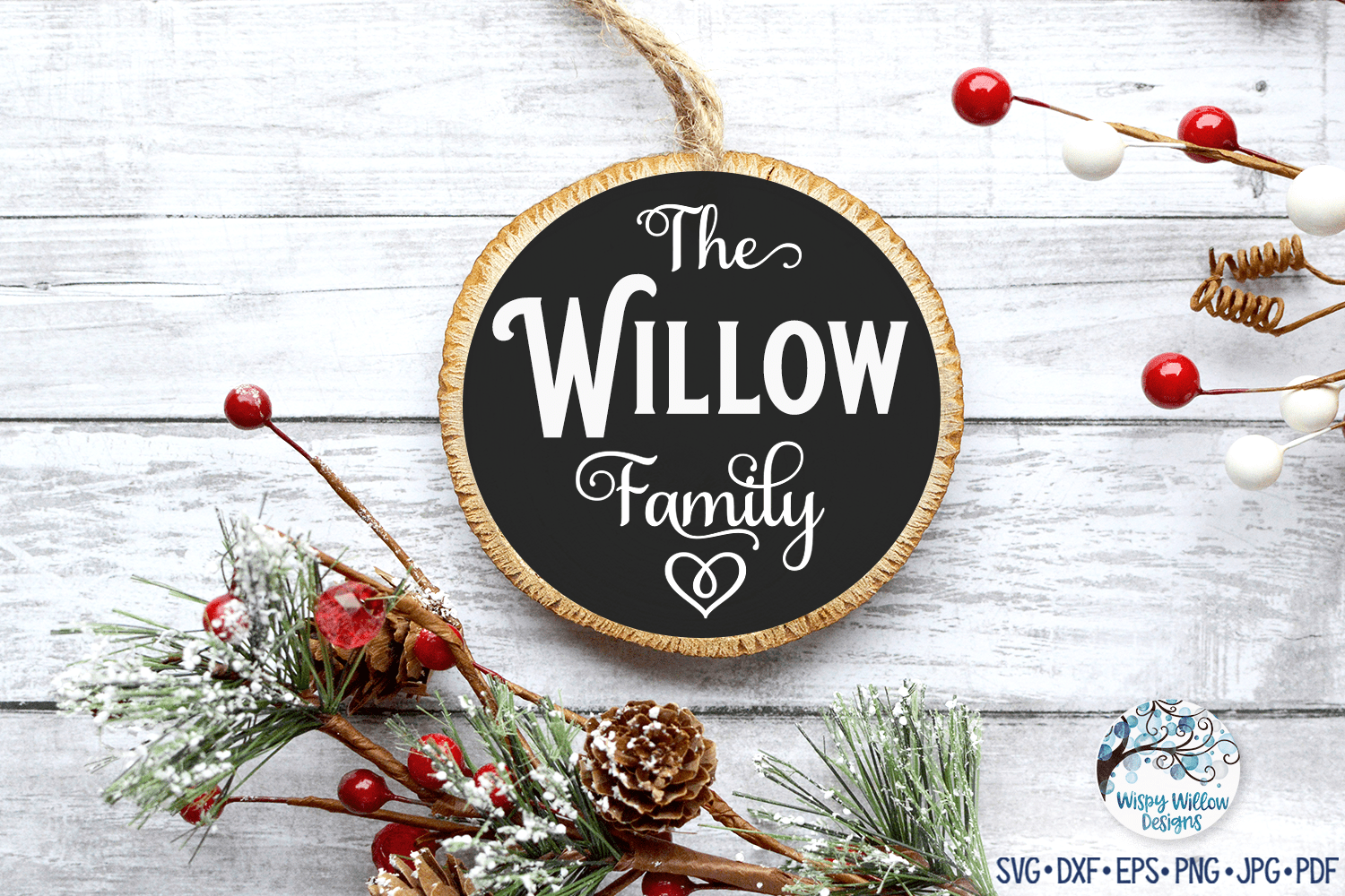 Family Name Round Ornament SVG Bundle Wispy Willow Designs Company