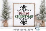 Fancy Merry Christmas SVG | Elegant Vintage Christmas Sign Wispy Willow Designs Company