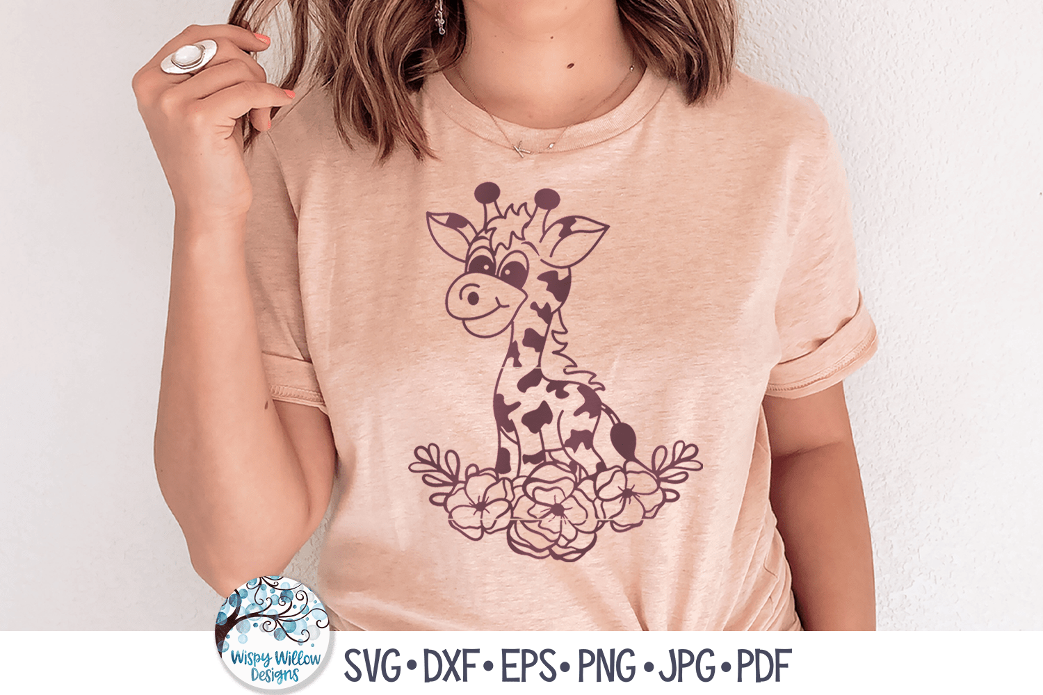 Floral Giraffe SVG Wispy Willow Designs Company