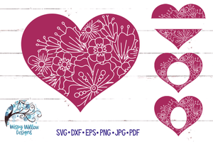 Floral Heart SVG Bundle Wispy Willow Designs Company