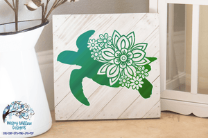 Floral Sea Turtle SVG Wispy Willow Designs Company