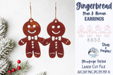 Gingerbread Man and Woman Earrings for Glowforge Laser Cutter SVG Wispy Willow Designs Company