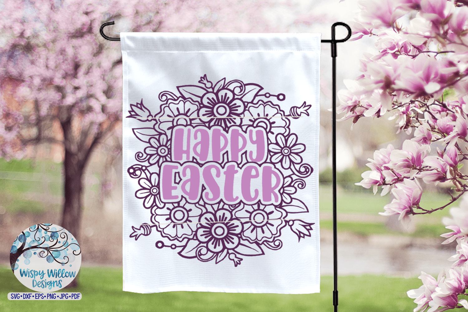 Happy Easter Flower Mandala SVG Wispy Willow Designs Company