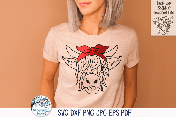 Highland Cow with Bandana SVG – Wispy Willow Designs