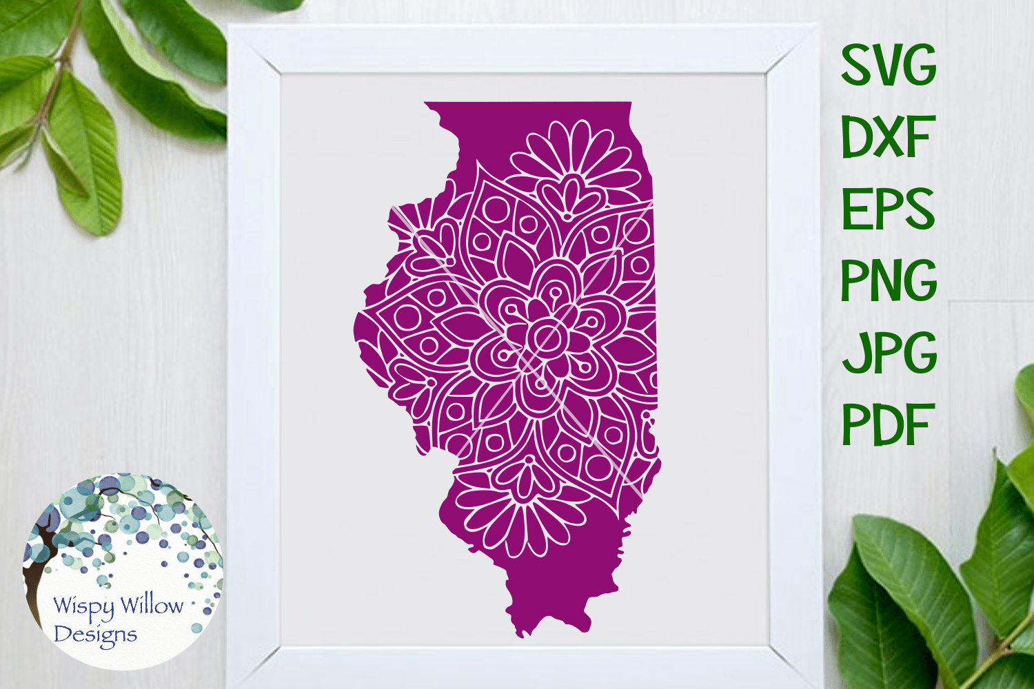 Illinois IL Mandala SVG Wispy Willow Designs Company