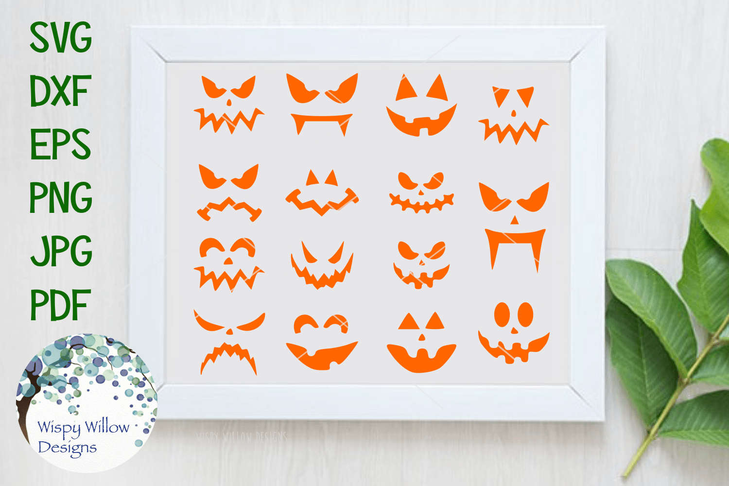 Jack-o-lantern Pumpkin Faces SVG | Halloween SVG Wispy Willow Designs Company