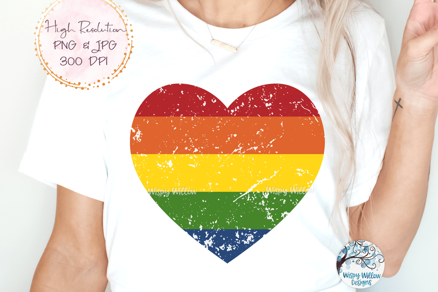 LGBTQ Pride Rainbow Heart Sublimation Png Wispy Willow Designs Company