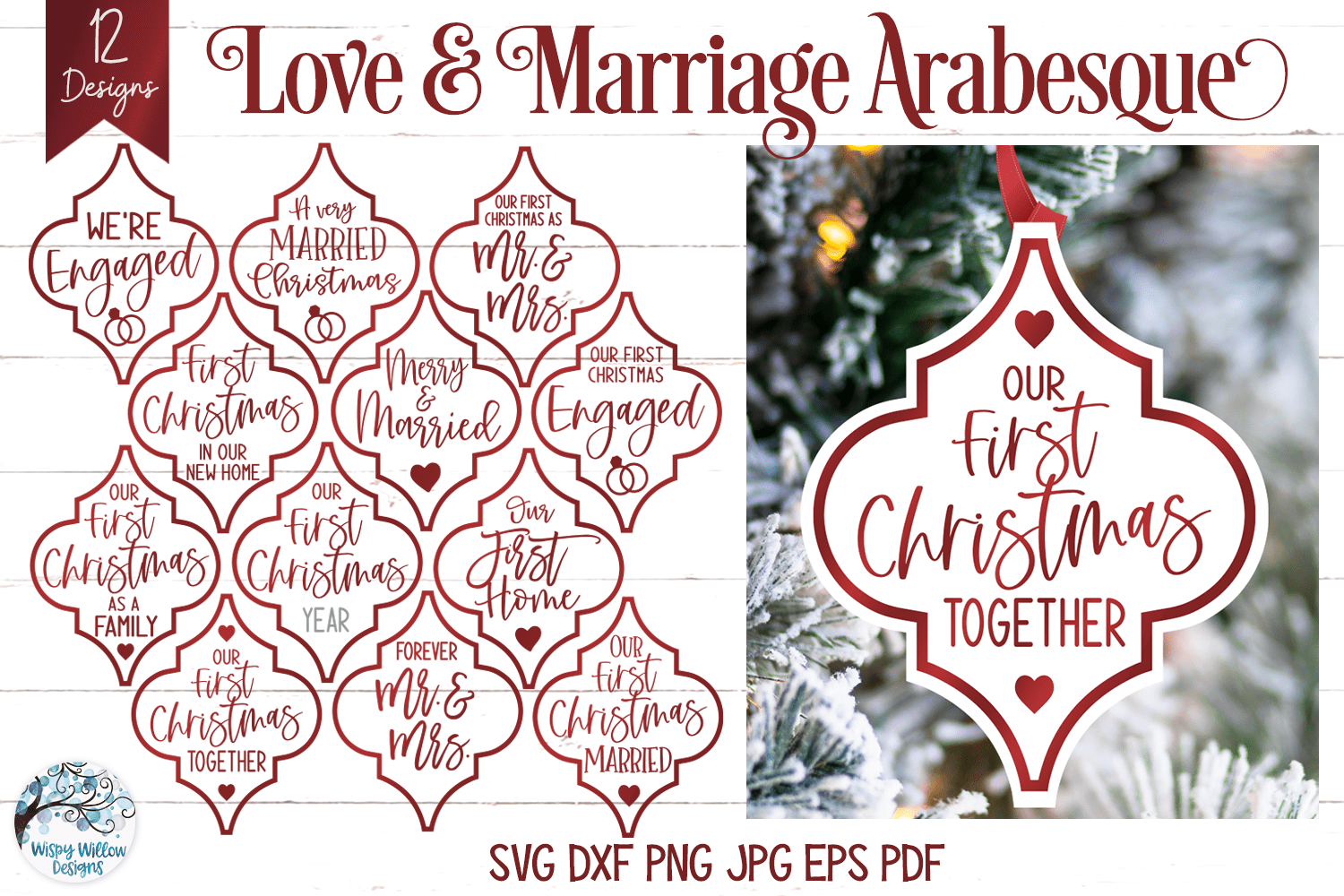 Love and Marriage Arabesque Ornament SVG Bundle Wispy Willow Designs Company