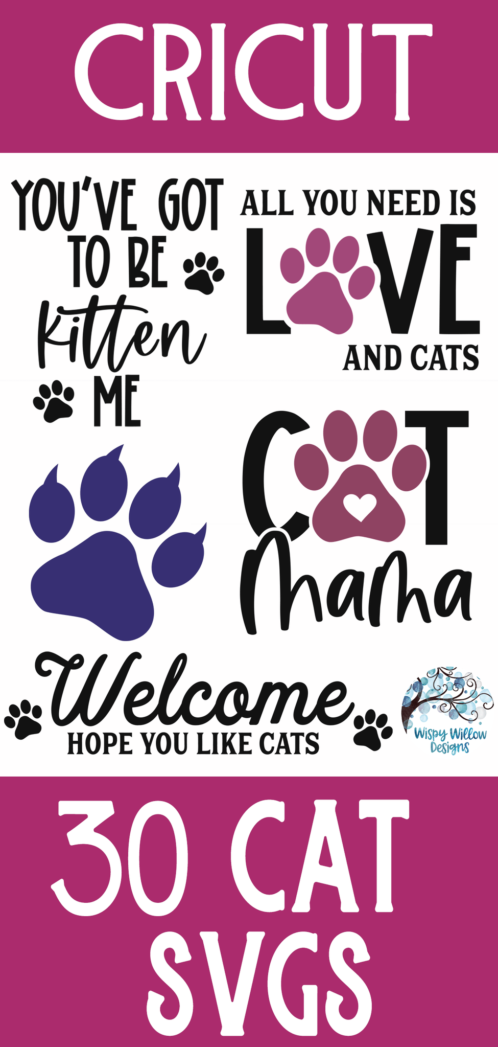 Mega Cat SVG Bundle Wispy Willow Designs Company