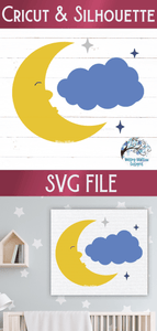 Moon Cloud and Stars SVG | Baby Nursery SVG and Printable Wispy Willow Designs Company
