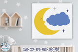 Moon Cloud and Stars SVG | Baby Nursery SVG and Printable Wispy Willow Designs Company