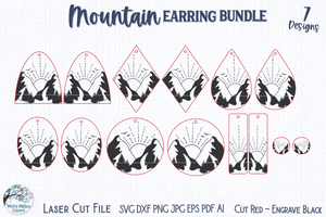 Mountain Earring Bundle for Glowforge or Laser Cutter Wispy Willow Designs Company