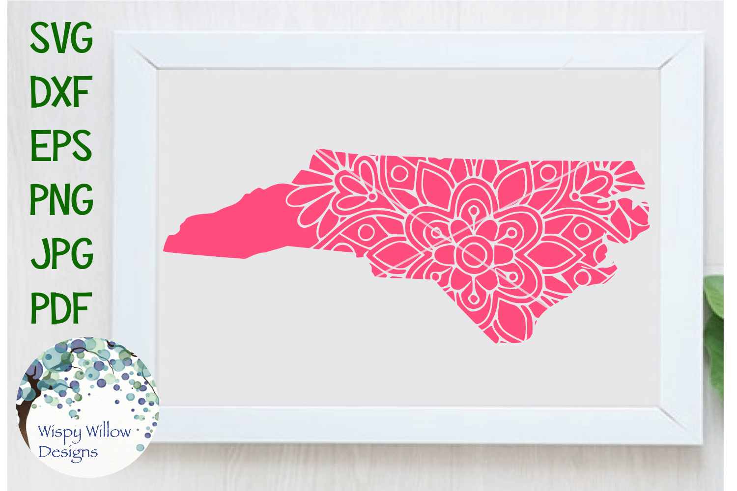 North Carolina NC Mandala SVG Wispy Willow Designs Company