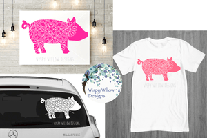 Pig Mandala SVG Wispy Willow Designs Company