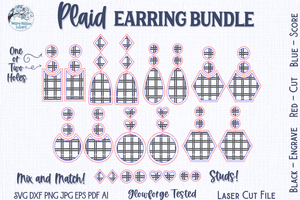 Plaid Earring Bundle for Glowforge or Laser Cutter Wispy Willow Designs Company