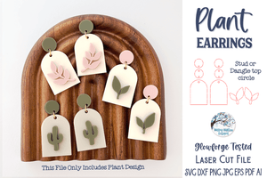 Plant Earring SVG for Glowforge Laser Cutter Wispy Willow Designs Company