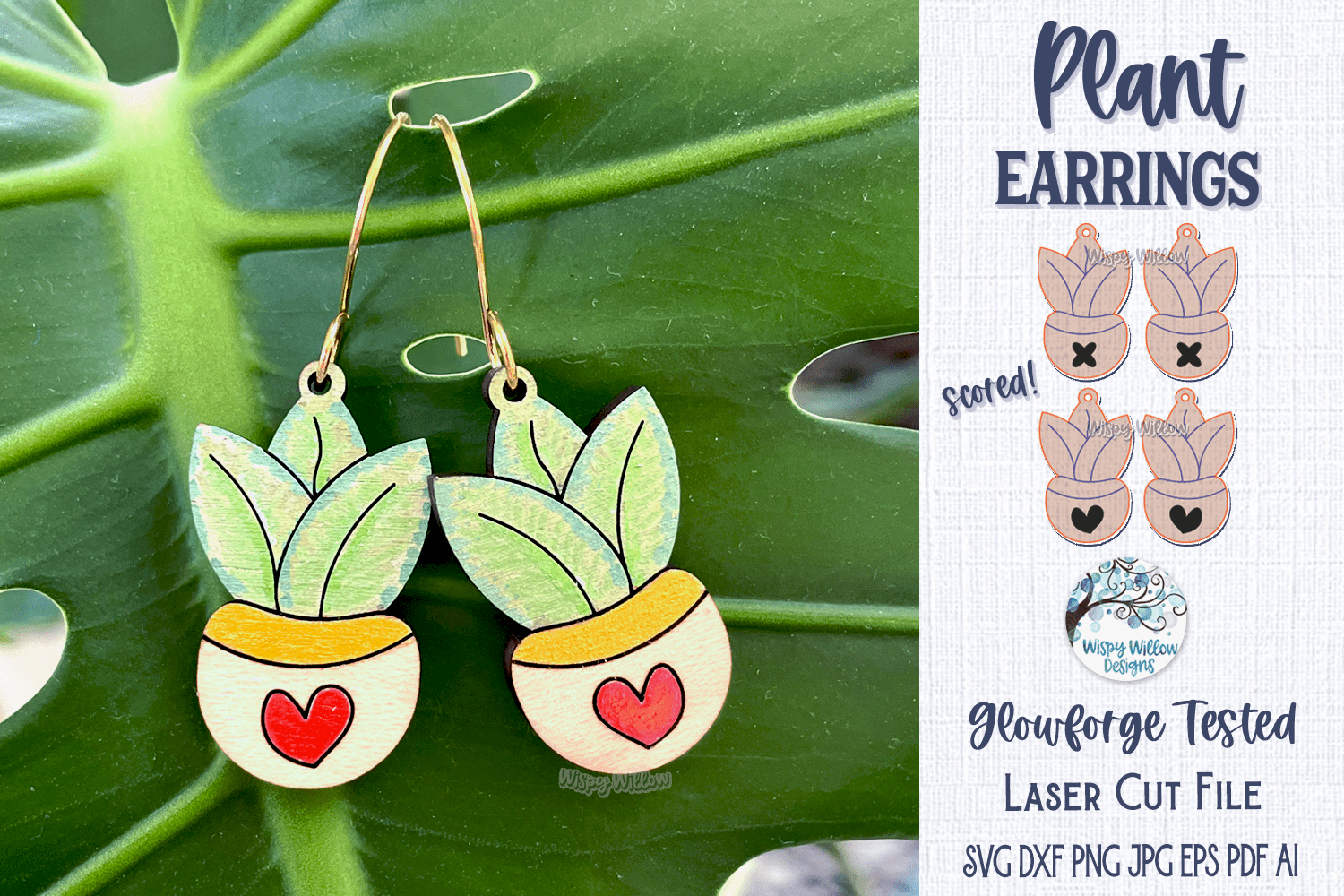 Plant Earrings for Laser SVG Wispy Willow Designs Company