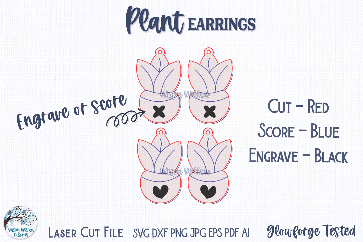 Plant Earrings for Laser SVG Wispy Willow Designs Company