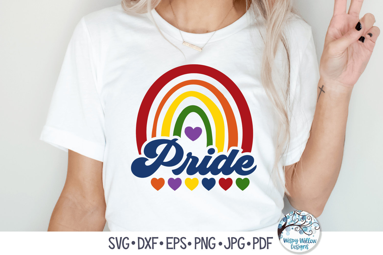 Pride Rainbow Heart SVG Wispy Willow Designs Company