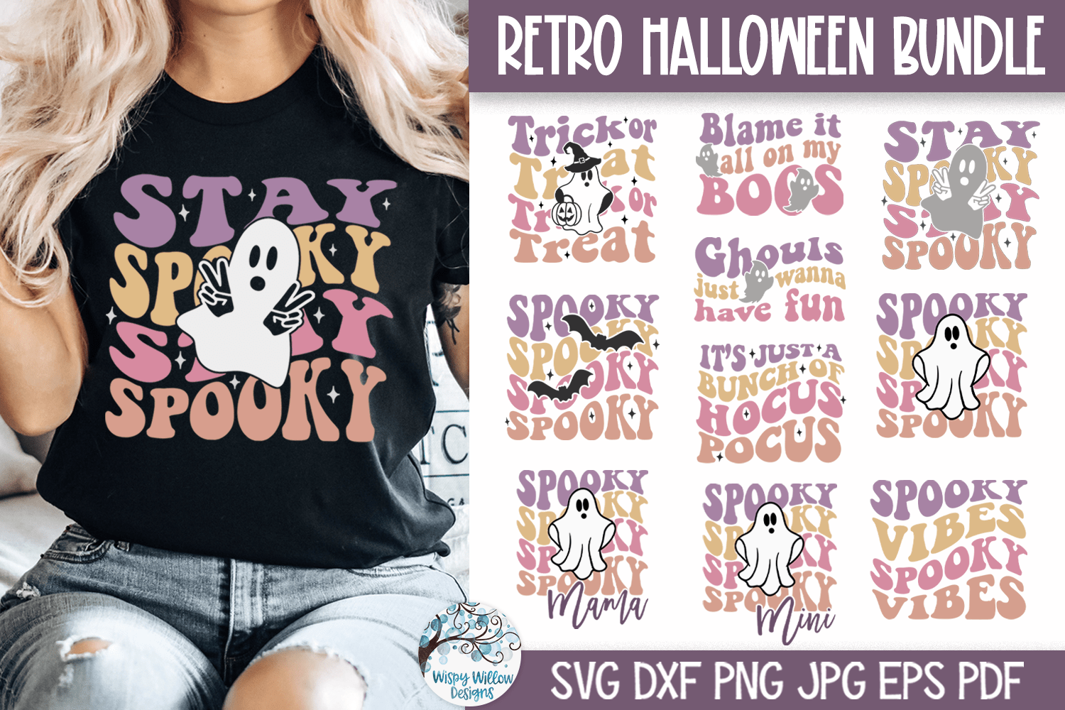 Retro Halloween SVG Bundle Wispy Willow Designs Company