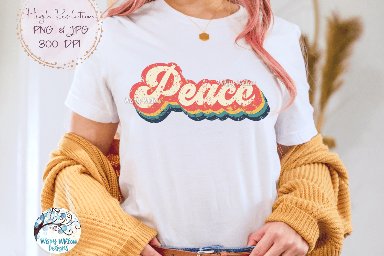 Retro Peace Sublimation PNG Wispy Willow Designs Company