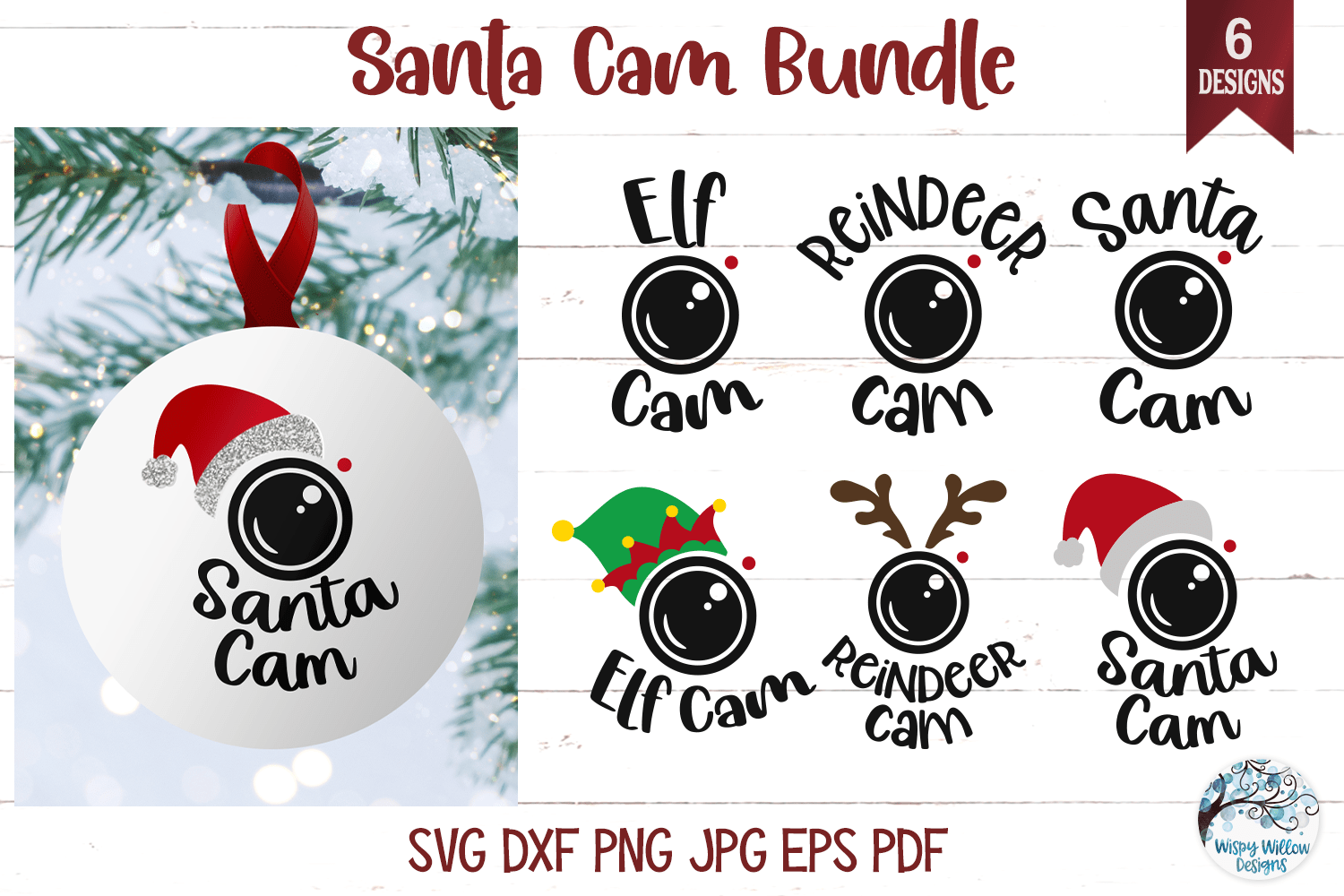 Santa Cam SVG Bundle | Santa Cam, Elf Cam, Reindeer Cam Wispy Willow Designs Company