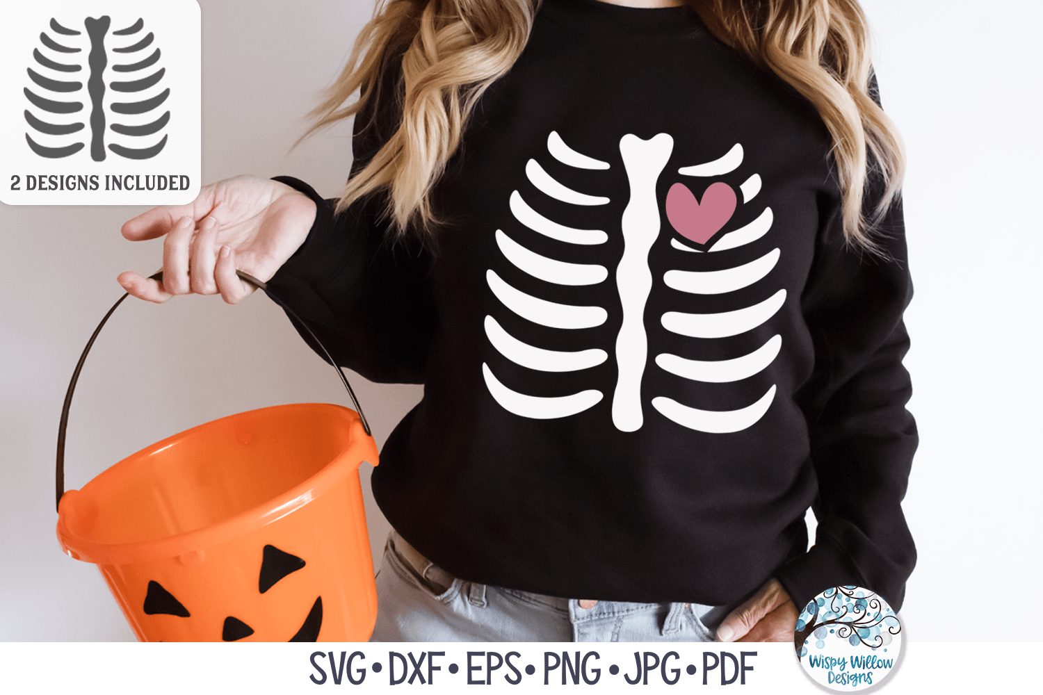 Skeleton Chest with Heart SVG | Cute Halloween Shirt Wispy Willow Designs Company