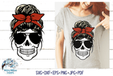 Skull Mom with Bandana Headband Layered SVG Wispy Willow Designs Company