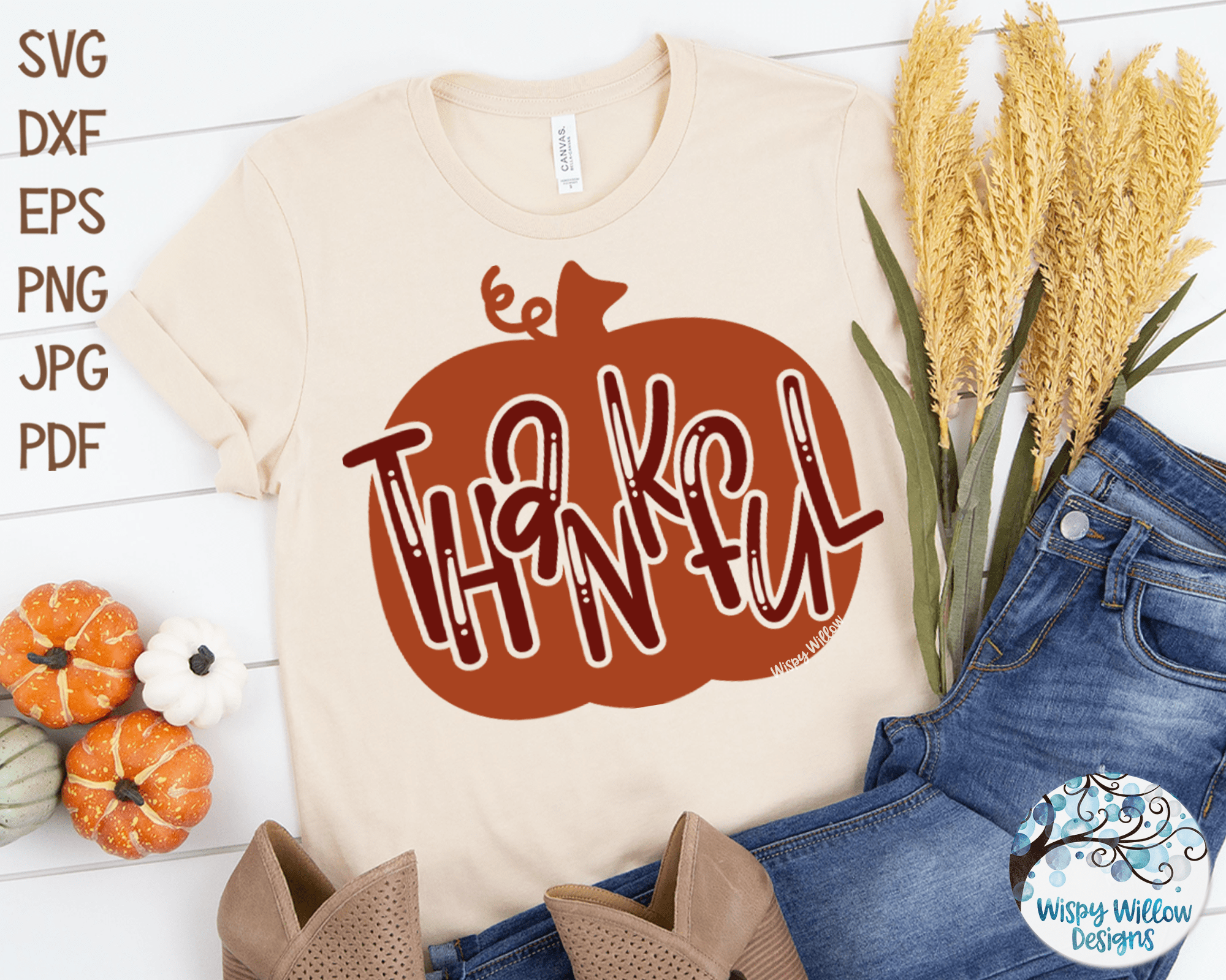 Thankful Pumpkin SVG Wispy Willow Designs Company