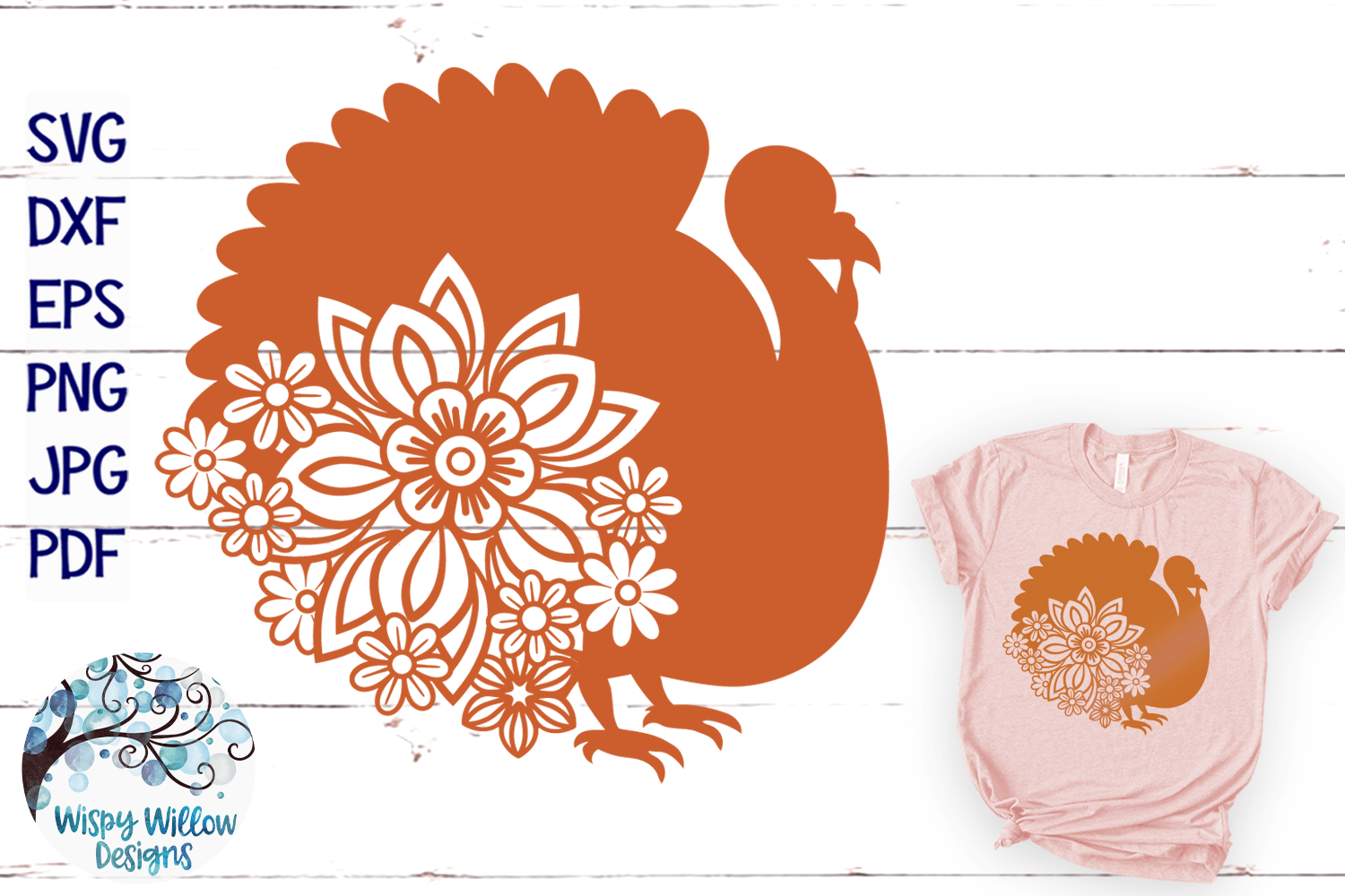 Turkey Floral SVG Wispy Willow Designs Company