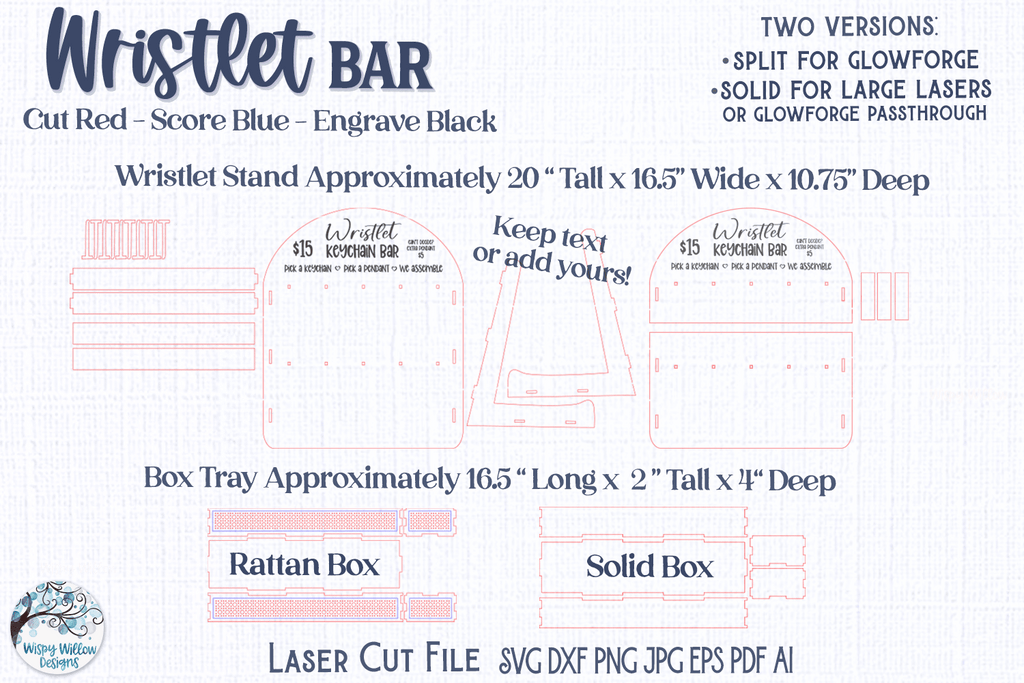 Wristlet Bar  Keychain Bracelet Display Stand for Laser Cut